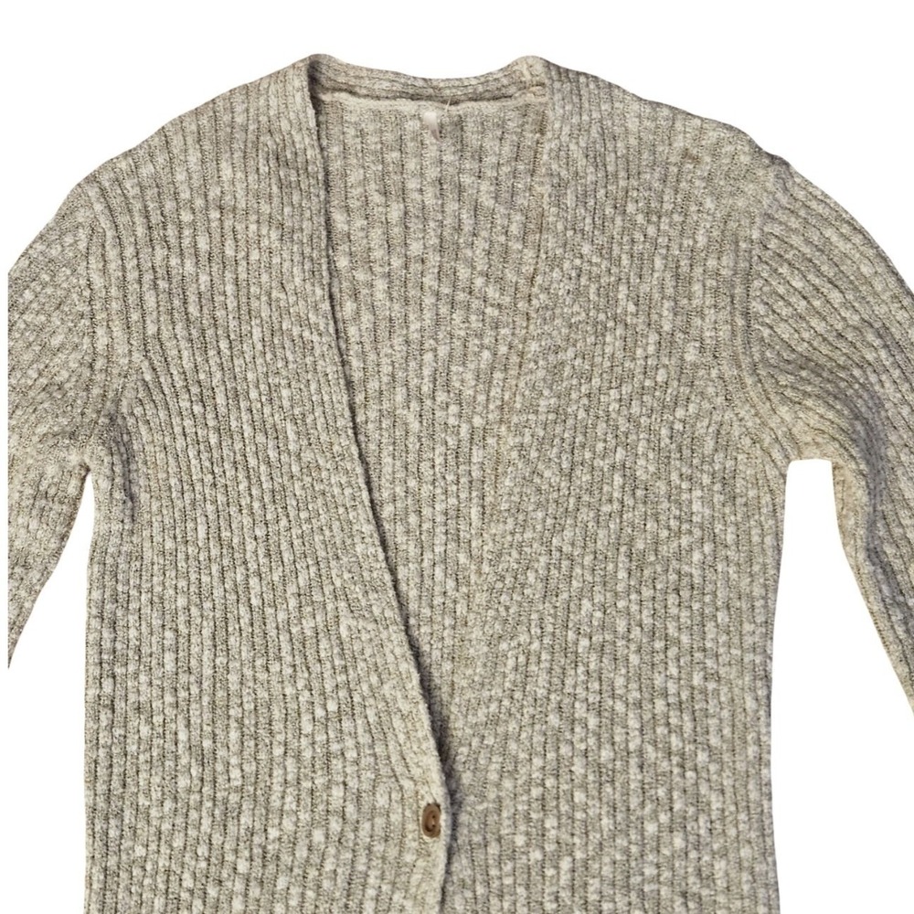 Free People Places to Go Maxi Cardigan Duster Oatmeal Beige Knit Sweater Medium - Picture 4 of 5